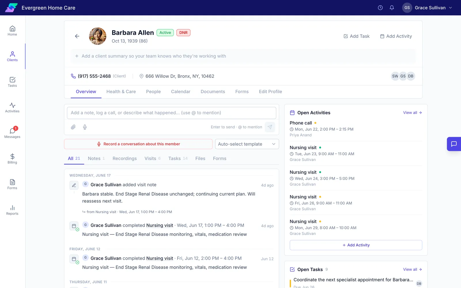 A Navigate client record
