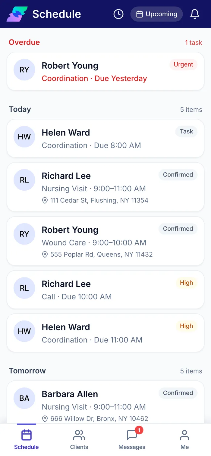 The Navigate mobile app schedule